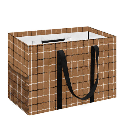 Brown Tattersall Pattern Print Utility Tote Bag