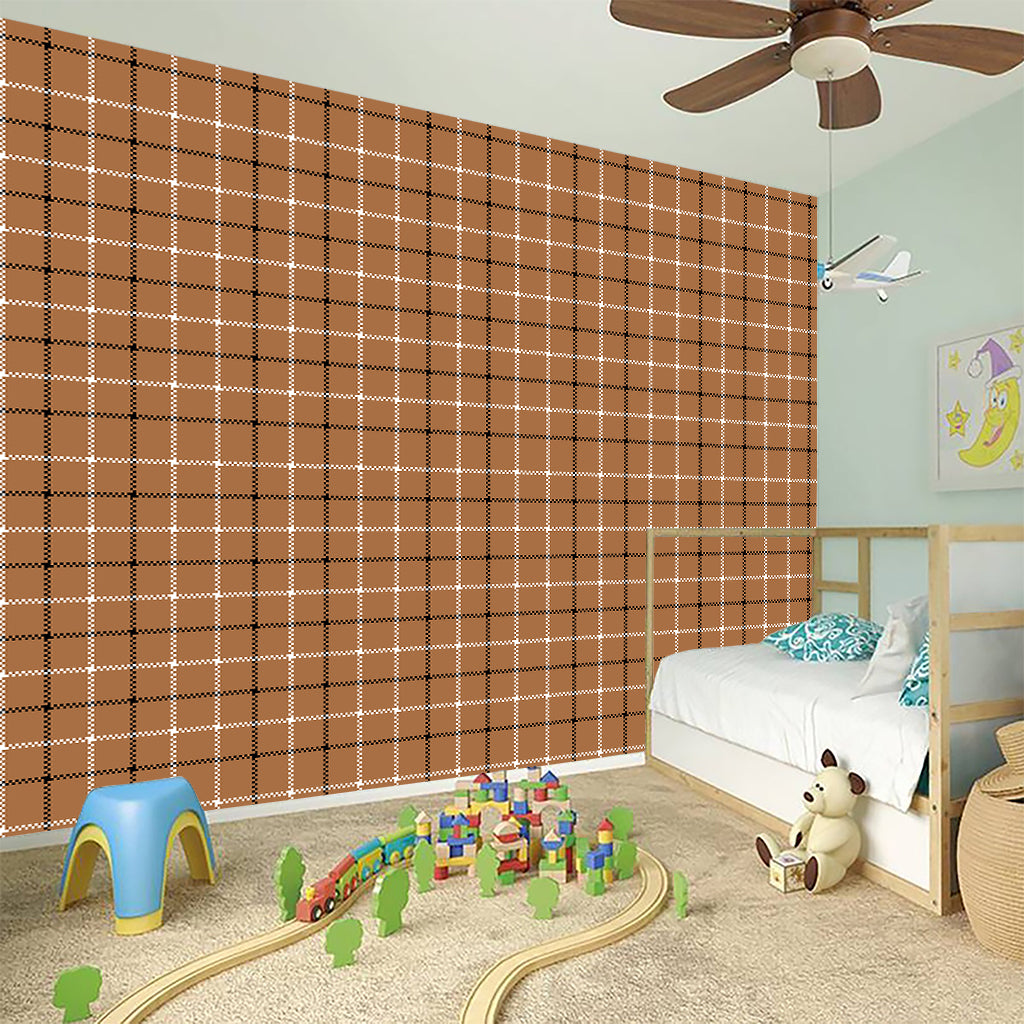 Brown Tattersall Pattern Print Wall Sticker