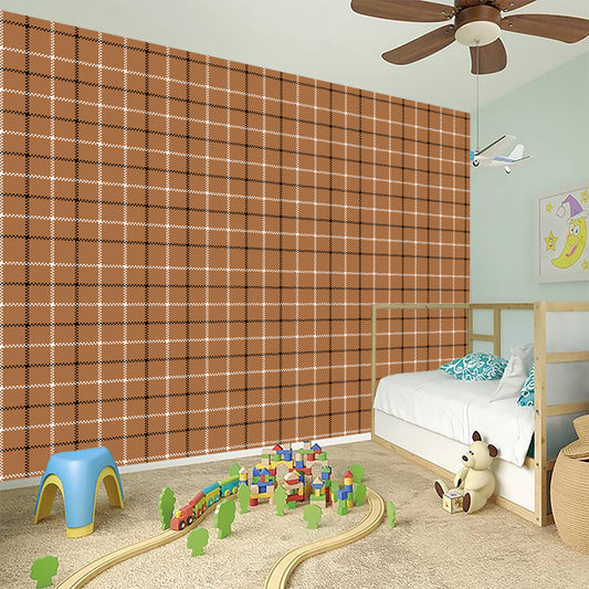 Brown Tattersall Pattern Print Wall Sticker
