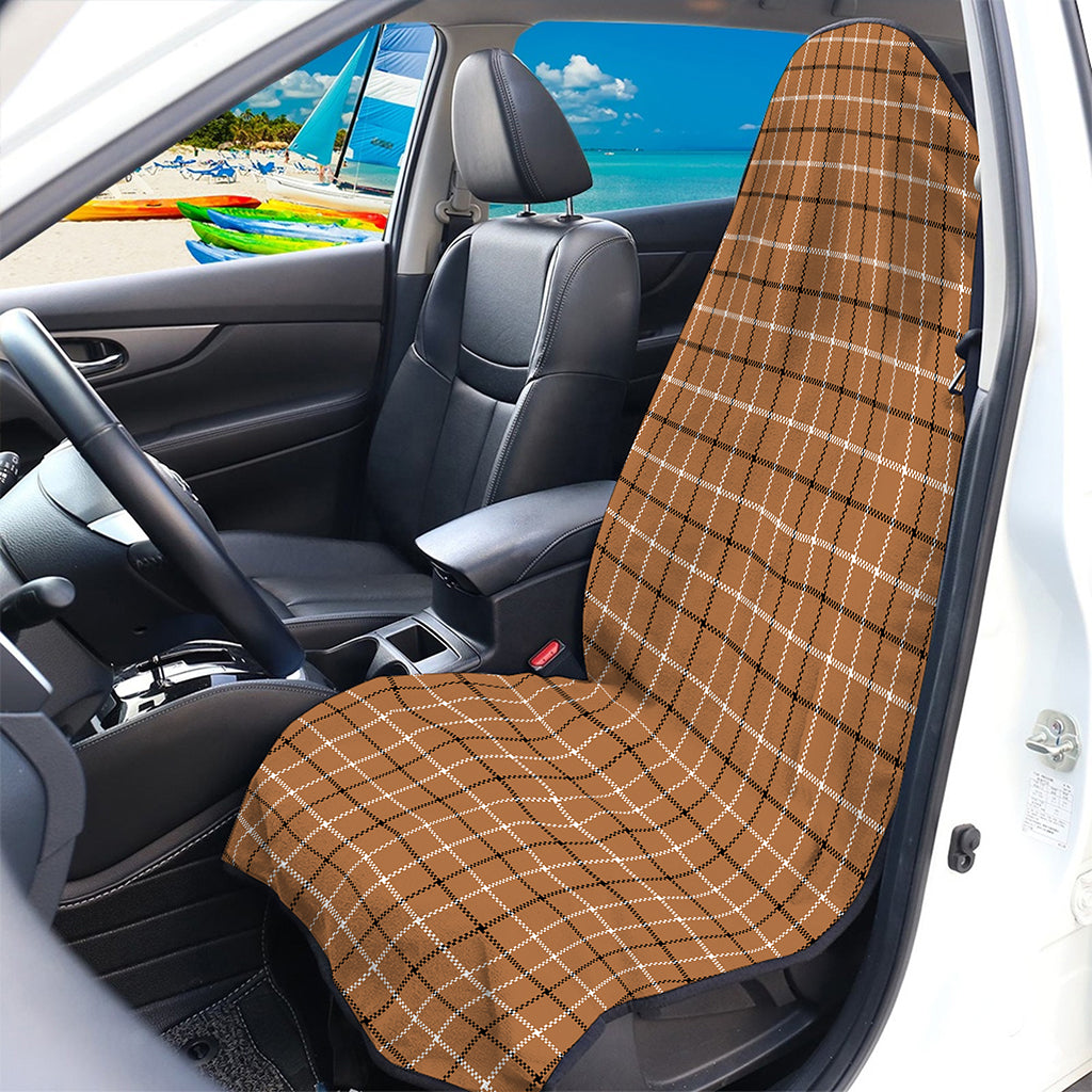 Brown Tattersall Pattern Print Waterproof Car Seat Cover