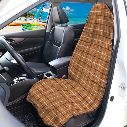 Brown Tattersall Pattern Print Waterproof Car Seat Cover