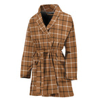 Brown Tattersall Pattern Print Women's Bathrobe
