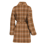 Brown Tattersall Pattern Print Women's Bathrobe