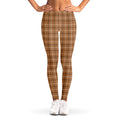 Brown Tattersall Pattern Print Women's Leggings