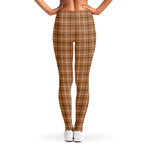 Brown Tattersall Pattern Print Women's Leggings