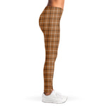 Brown Tattersall Pattern Print Women's Leggings