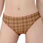 Brown Tattersall Pattern Print Women's Panties