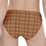 Brown Tattersall Pattern Print Women's Panties