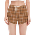 Brown Tattersall Pattern Print Women's Split Running Shorts
