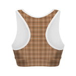 Brown Tattersall Pattern Print Women's Sports Bra