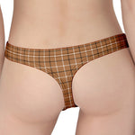 Brown Tattersall Pattern Print Women's Thong
