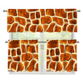 Brown Watercolor Giraffe Pattern Print 3 Piece Kitchen Curtains