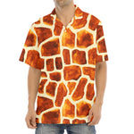 Brown Watercolor Giraffe Pattern Print Aloha Shirt