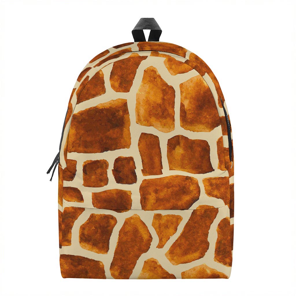 Brown Watercolor Giraffe Pattern Print Backpack