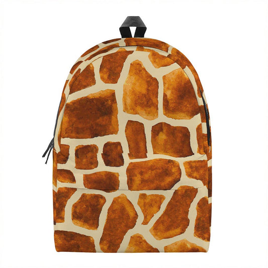 Brown Watercolor Giraffe Pattern Print Backpack
