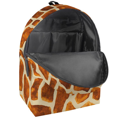 Brown Watercolor Giraffe Pattern Print Backpack