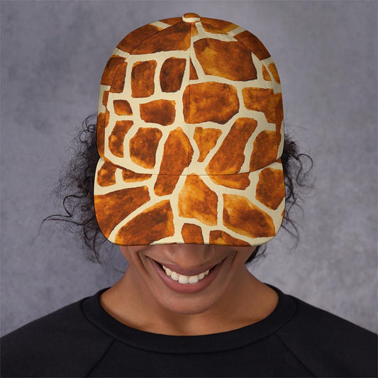Brown Watercolor Giraffe Pattern Print Baseball Cap