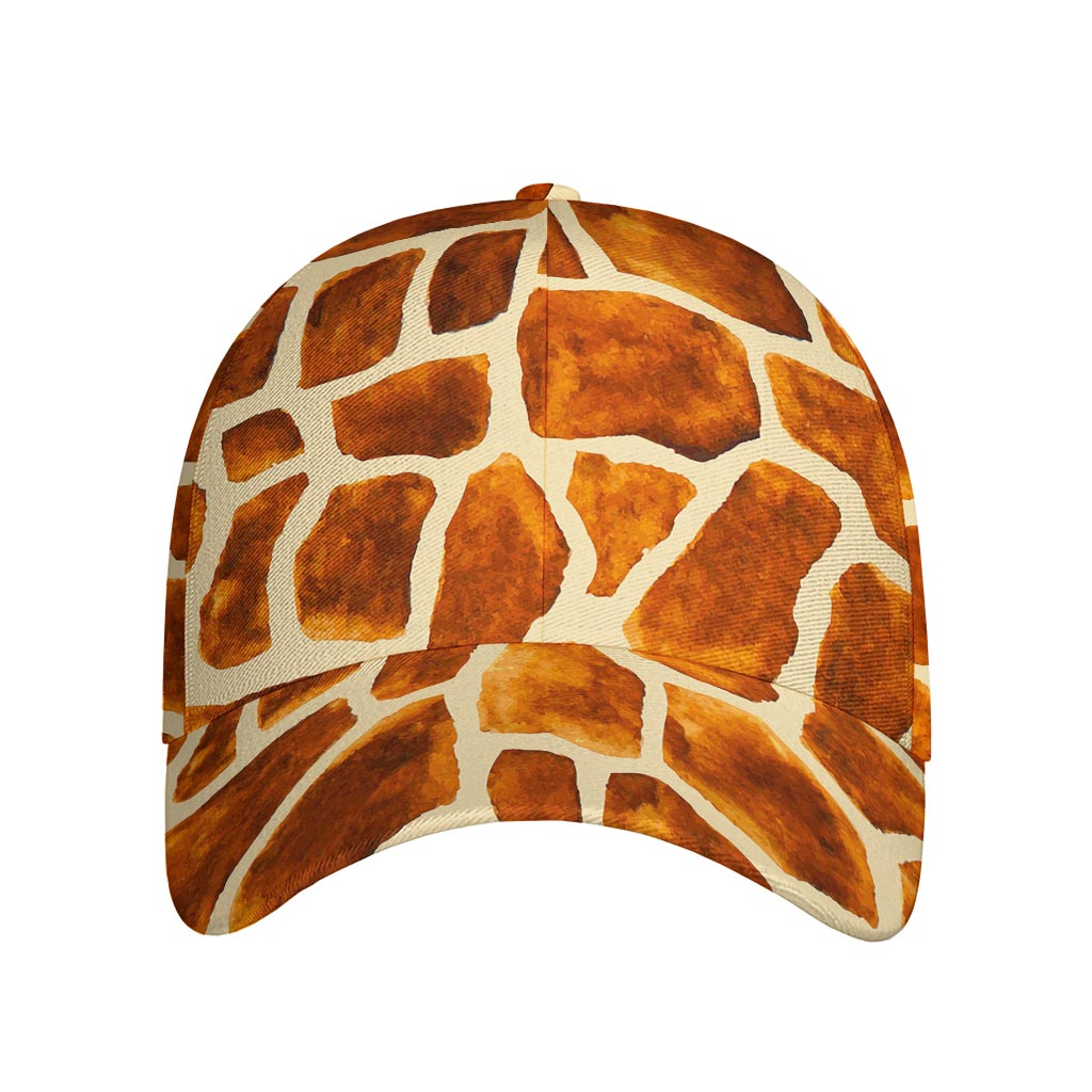 Brown Watercolor Giraffe Pattern Print Baseball Cap