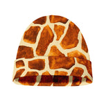 Brown Watercolor Giraffe Pattern Print Beanie