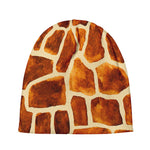 Brown Watercolor Giraffe Pattern Print Beanie