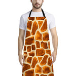 Brown Watercolor Giraffe Pattern Print Bib Apron With Pocket