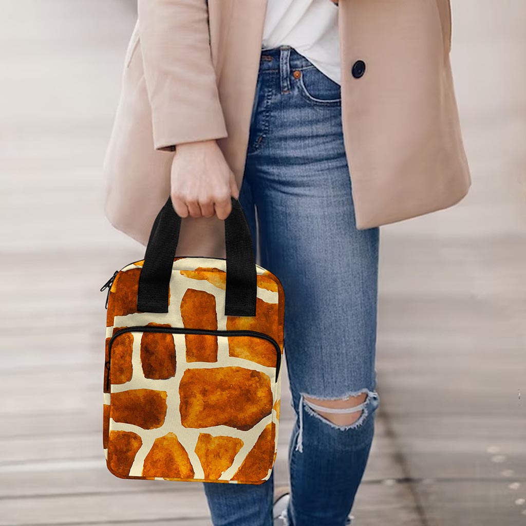Brown Watercolor Giraffe Pattern Print Bible Tote Bag