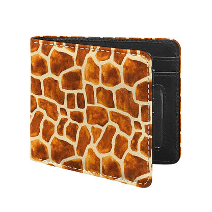 Brown Watercolor Giraffe Pattern Print Bifold Wallet