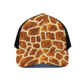 Brown Watercolor Giraffe Pattern Print Black Mesh Trucker Hat
