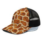 Brown Watercolor Giraffe Pattern Print Black Mesh Trucker Cap