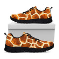Brown Watercolor Giraffe Pattern Print Black Running Shoes