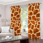 Brown Watercolor Giraffe Pattern Print Blackout Grommet Curtains