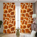 Brown Watercolor Giraffe Pattern Print Dimout Pencil Pleat Curtains