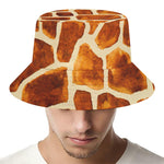 Brown Watercolor Giraffe Pattern Print Bucket Hat