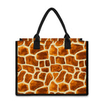Brown Watercolor Giraffe Pattern Print Canvas Tote Bag
