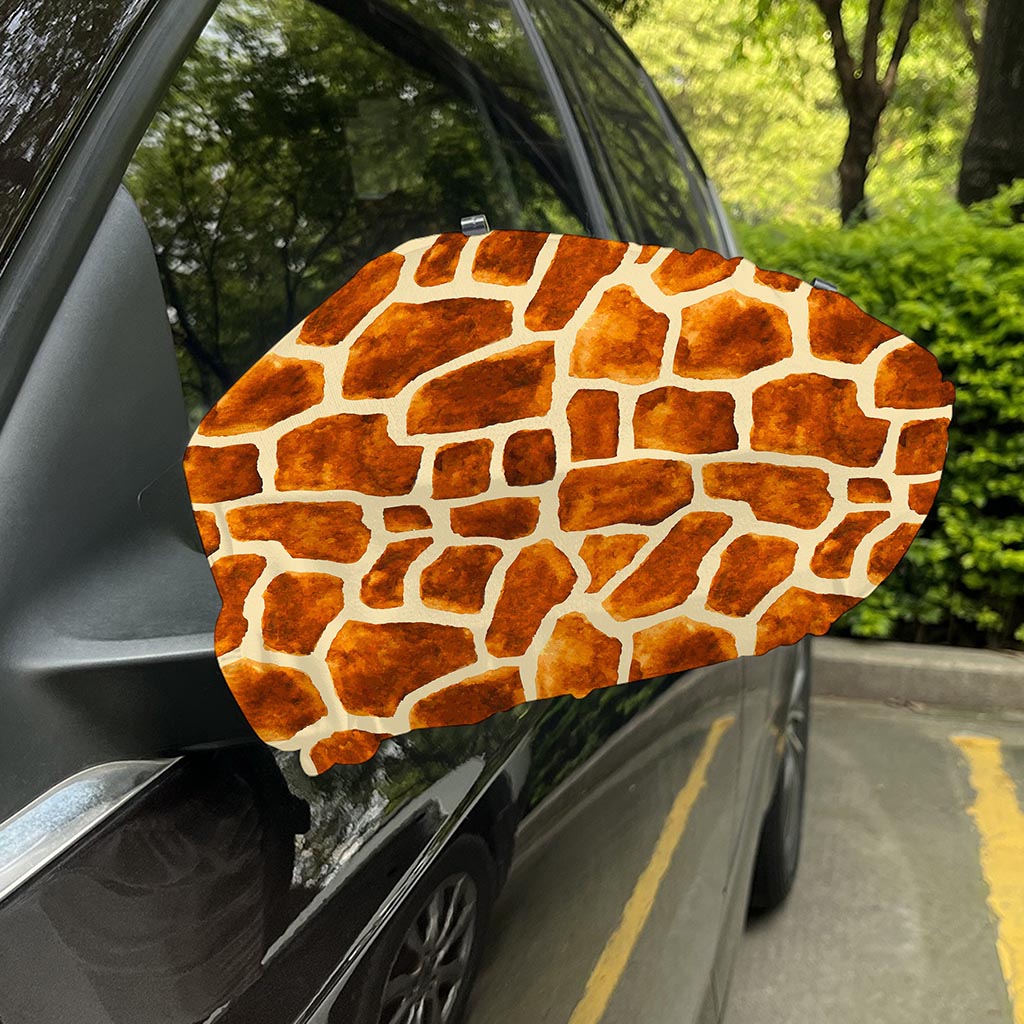 Brown Watercolor Giraffe Pattern Print Car Side Mirror Covers