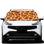 Brown Watercolor Giraffe Pattern Print Car Windshield Snow Cover