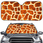 Brown Watercolor Giraffe Pattern Print Car Windshield Sun Shade