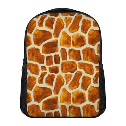 Brown Watercolor Giraffe Pattern Print Casual Backpack