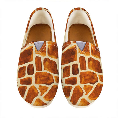 Brown Watercolor Giraffe Pattern Print Casual Shoes