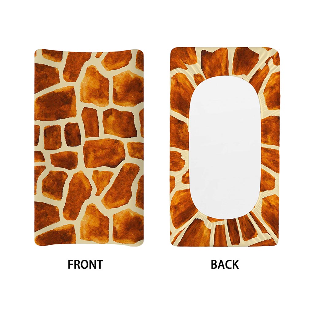Brown Watercolor Giraffe Pattern Print Changing Pad Cover