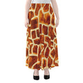Brown Watercolor Giraffe Pattern Print Chiffon Maxi Skirt