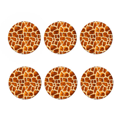 Brown Watercolor Giraffe Pattern Print Coaster Set