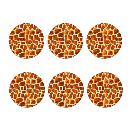 Brown Watercolor Giraffe Pattern Print Coaster Set