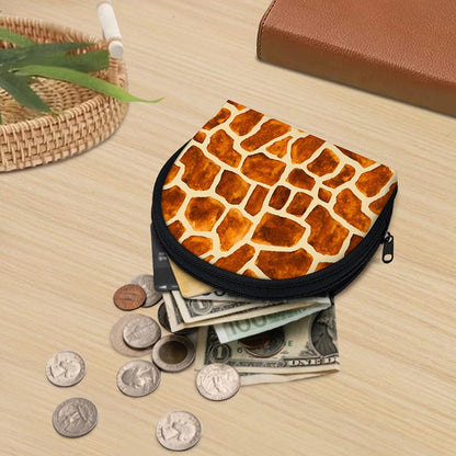 Brown Watercolor Giraffe Pattern Print Coin Purse