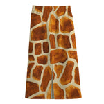 Brown Watercolor Giraffe Pattern Print Cotton Front Slit Maxi Skirt