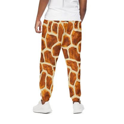 Brown Watercolor Giraffe Pattern Print Cotton Pants