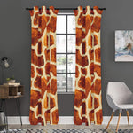 Brown Watercolor Giraffe Pattern Print Curtain