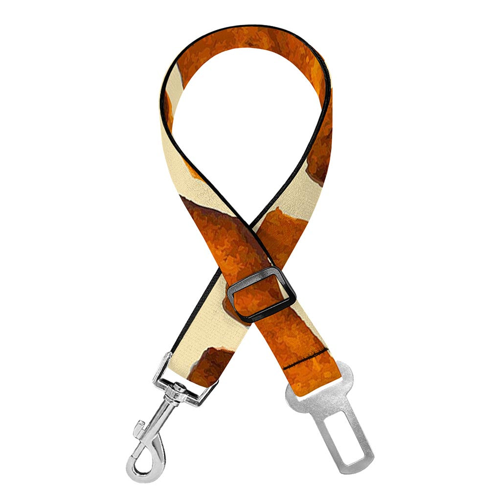 Brown Watercolor Giraffe Pattern Print Dog Seat Belt