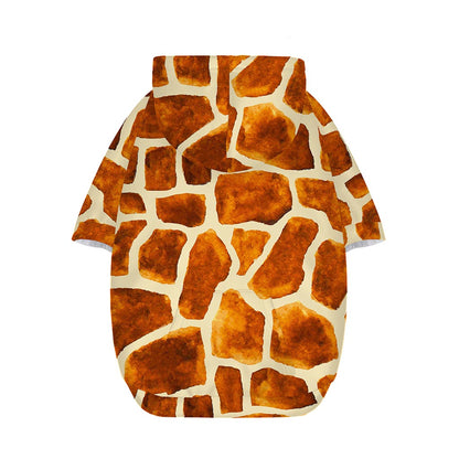 Brown Watercolor Giraffe Pattern Print Dog Zip Up Hoodie