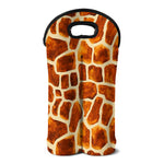 Brown Watercolor Giraffe Pattern Print Double Neoprene Wine Tote